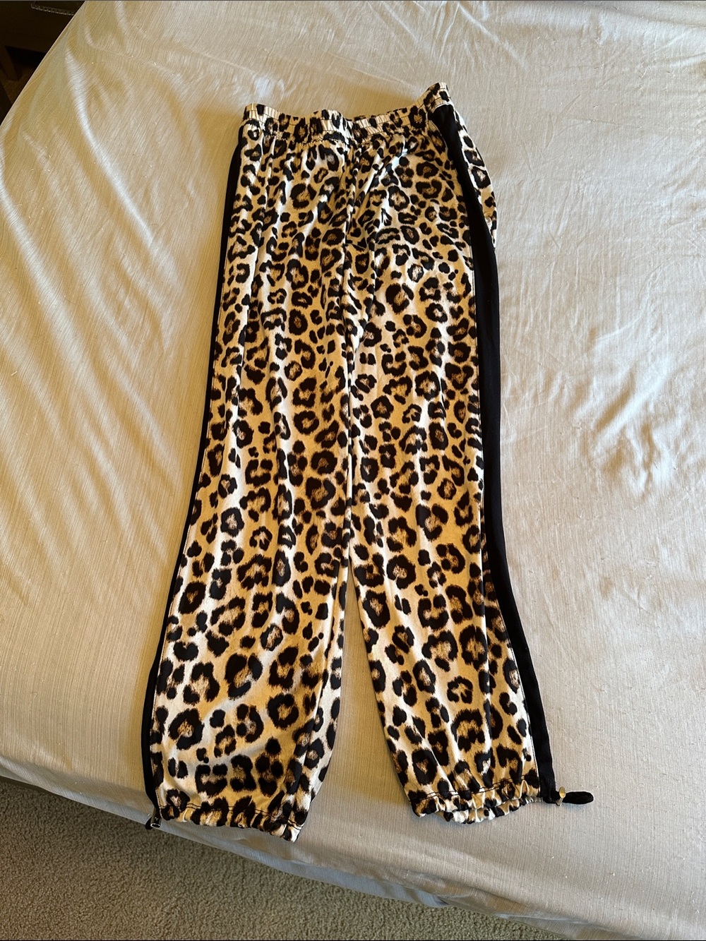 Jennifer Lopez Leopard Track Joggers with Black Side Panels